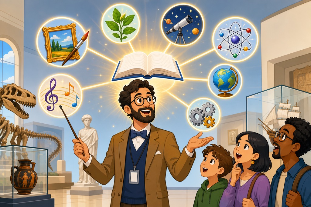 WordLab word card for encyclopedic: having very broad knowledge of many subjects